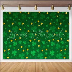 Lofaris St. Patrick’s Day Backdrop Seamless Green and Yellow Shamrock Pattern Clover Background