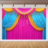 Lofaris Stage Backdrop Colorful Layered Theater Curtains Pink and Blue Party Decoration Banner