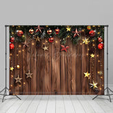 Lofaris Star Baubles Decoration Wood Christmas Backdrop