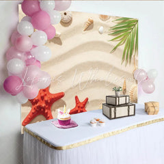 Lofaris Summer Beach Photography Backdrop with Seashells and Starfish Tropical Photo Background for Studio Photoshoot