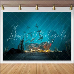 Lofaris Sunken Pirate Ship Underwater Backdrop Deep Sea Treasure Adventure Party Decorations Photography Background
