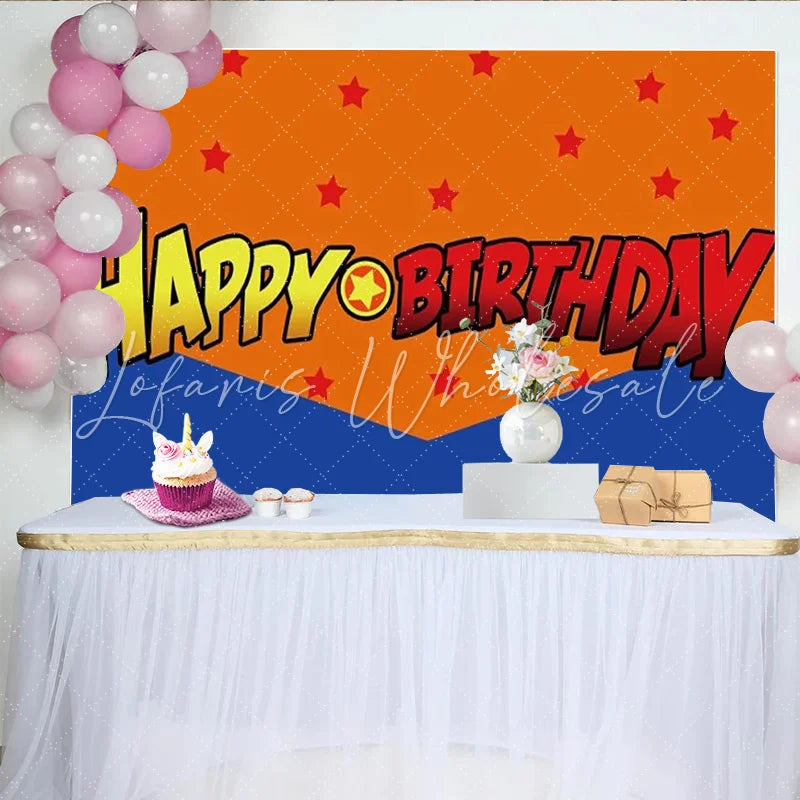 Lofaris Super Hero Comic Movie Birthday Backdrop Red and Blue Star Powerful Party Decoration Adventure Strong Photo Background