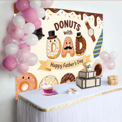 Lofaris Sweet Cartoon Donuts with Dad Happy Father’s Day Backdrop Adorable Party Decor for Dad’s Special Celebration