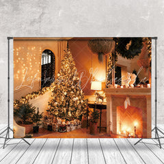 Lofaris Sweet Home Light Christmas Tree Fireplace Backdrop
