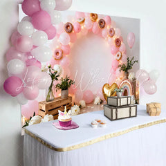 Lofaris Sweet One Donut Birthday Cake Smash Backdrop Pink Balloon Arch and Rainbow for Girl 1st Birthday Party