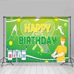 Lofaris Tennis Sport Birthday Backdrop Anime Boy Green Court Party Decoration Match Scoreboard Happy Birthday Banner Photo Background