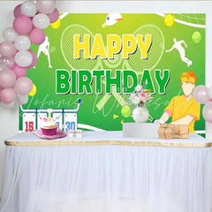 Lofaris Tennis Sport Birthday Backdrop Anime Boy Green Court Party Decoration Match Scoreboard Happy Birthday Banner Photo Background