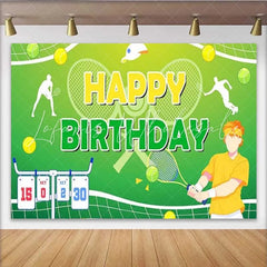Lofaris Tennis Sport Birthday Backdrop Anime Boy Green Court Party Decoration Match Scoreboard Happy Birthday Banner Photo Background