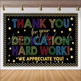Lofaris Thank You Dedication Hard Work Backdrop Colorful Chalk Text Stars Employee Staff Appreciation Decor