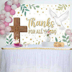 Lofaris Thanks For All You Do Cross Dove Floral Backdrop Church Appreciation Event Decorations Photography Background