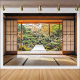 Lofaris Traditional Japanese Room with Serene Garden Photography Backdrop Autumn Nature Landscape Background for Studio Photoshoot