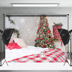 Lofaris Trees Snowy Christmas Vibe Bedroom Scene Backdrop