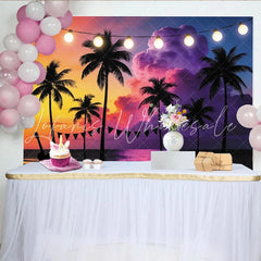 Lofaris Tropical Sunset Beach Photography Backdrop with Palm Trees Colorful Party Background for Summer Vacation Decor