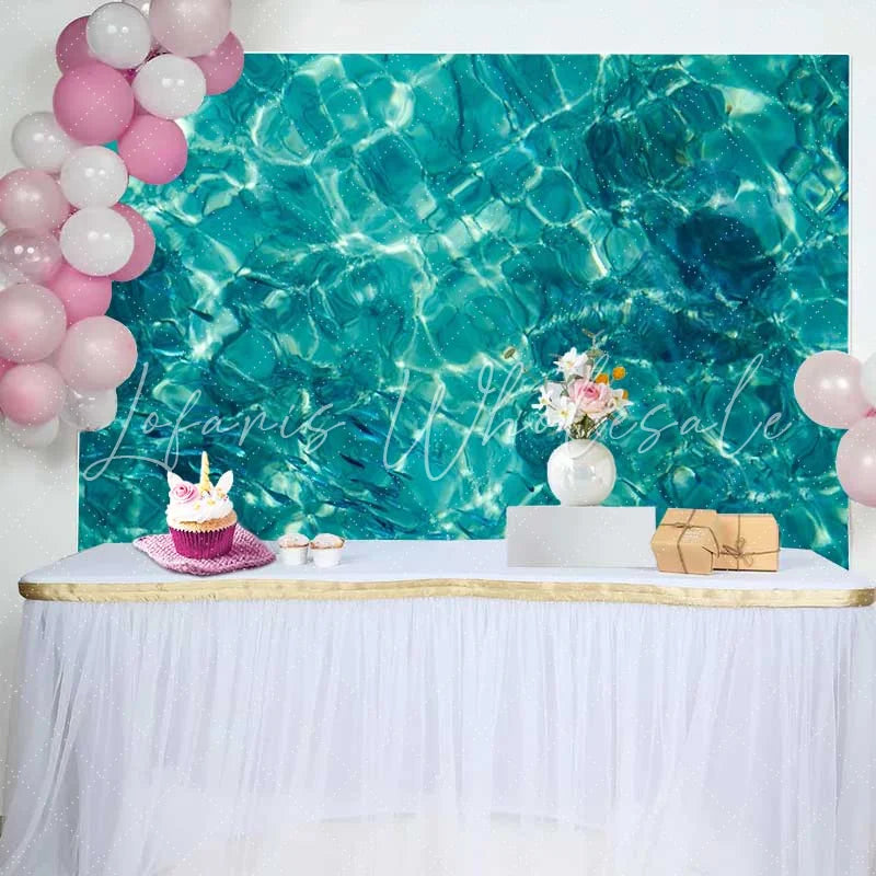Lofaris Turquoise Ocean Water Surface Backdrop Summer Swimming Pool Party Decorations Photography Background