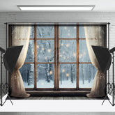 Lofaris Twinkle Light Window Winter Scene Christmas Backdrop