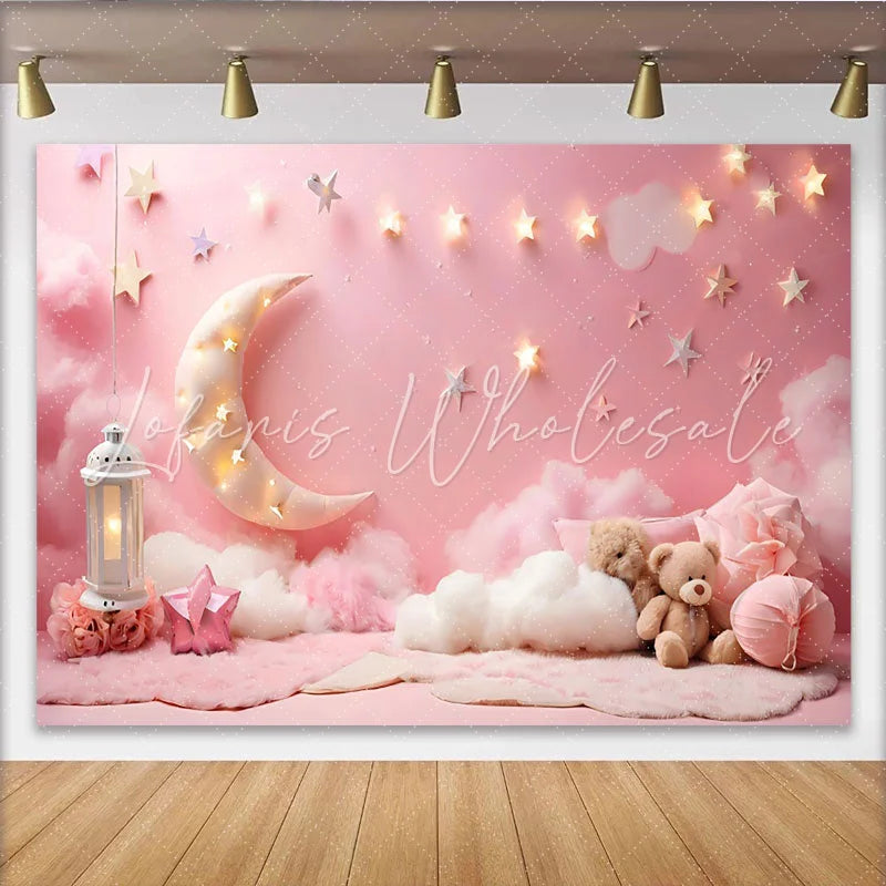 Lofaris Twinkle Twinkle Little Star Photography Backdrop Moon and Clouds Photo Background