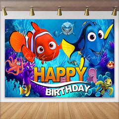 Lofaris Underwater Ocean Animal Birthday Backdrop Cartoon Clownfish Coral Reef Kids Party Photography Background