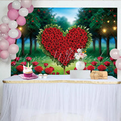 Lofaris Valentines Day Rose Heart Photography Backdrop Romantic Garden Path Photo Background