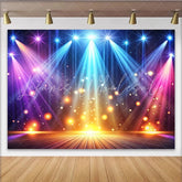 Lofaris Vibrant Abstract Stage Lighting Photography Backdrop Colorful Spotlights and Sparkling Bokeh Effects for Party Decor and Photo Booth