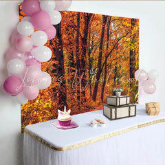 Lofaris Vibrant Autumn Forest Photography Backdrop for Portrait Beautiful Golden Fall Foliage Background for Studio Photoshoot