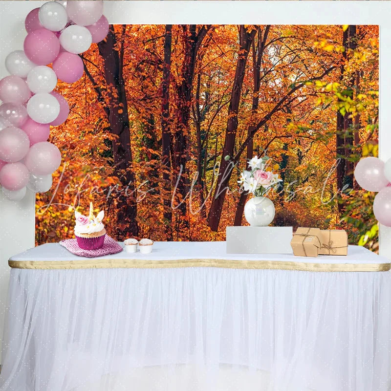 Lofaris Vibrant Autumn Forest Photography Backdrop for Portrait Beautiful Golden Fall Foliage Background for Studio Photoshoot