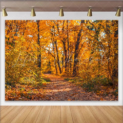 Lofaris Vibrant Autumn Forest Photography Backdrop with Golden Leaves Natural Fall Season Background for Studio Portrait