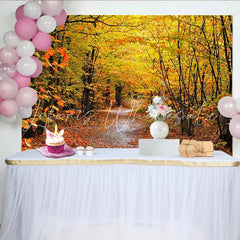 Lofaris Vibrant Autumn Forest Photography Backdrop with Golden Leaves Natural Scenery Background for Studio Photoshoot and Fall Decor