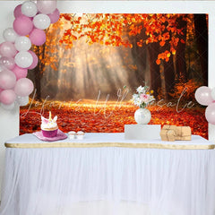 Lofaris Vibrant Autumn Forest Photography Backdrop with Sun Rays and Orange Leaves Scenic Background for Fall Photoshoot and Studio Decor