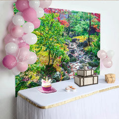 Lofaris Vibrant Autumn Garden Path Photography Backdrop Natural Scenery Background for Outdoor Photoshoot and Studio