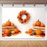Lofaris Vibrant Autumn Holiday Backdrop with Pumpkins and Fall Leaves Harvest Festival Photography Background for Thanksgiving Party Decor