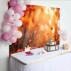 Lofaris Vibrant Autumn Photography Backdrop with Falling Maple Leaves and Warm Bokeh Natural Studio Photo Background for Fall Season Decor