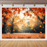 Lofaris Vibrant Autumn Photography Backdrop with Falling Maple Leaves Natural Forest Background for Seasonal Photoshoot