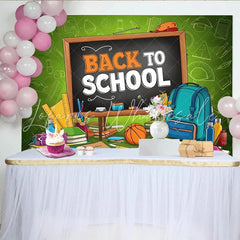 Lofaris Vibrant Back To School Backdrop with Blackboard and School Supplies Colorful Classroom Background for First Day Party Decor