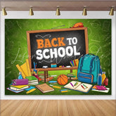 Lofaris Vibrant Back To School Backdrop with Blackboard and School Supplies Colorful Classroom Background for First Day Party Decor
