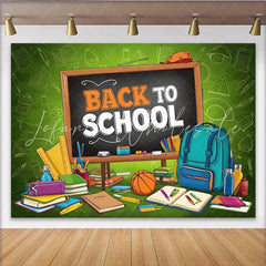 Lofaris Vibrant Back To School Backdrop with Blackboard and School Supplies Colorful Classroom Background for First Day Party Decor