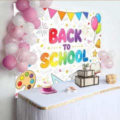 Lofaris Vibrant Back To School Photography Backdrop with Educational Elements Cheerful Classroom Background for Students and Teachers