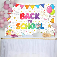 Lofaris Vibrant Back To School Photography Backdrop with Educational Elements Cheerful Classroom Background for Students and Teachers