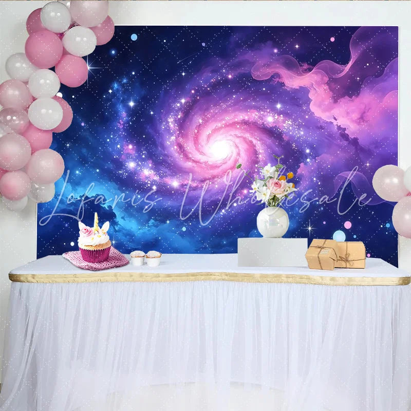 Lofaris Vibrant Blue Purple Galaxy Photography Backdrop Starry Cosmic Background for Studio Photoshoot and Party Decor