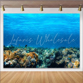Lofaris Vibrant Blue Underwater Coral Reef Photography Backdrop Scenic Ocean Background for Studio Photoshoot and Party Decor
