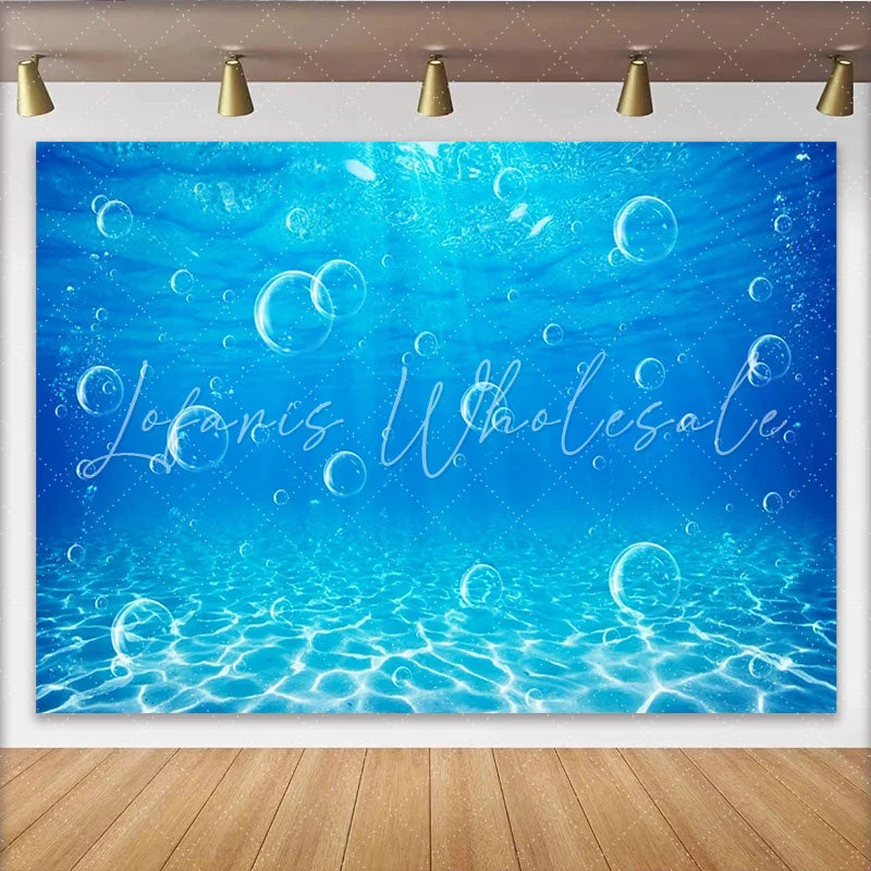 Lofaris Vibrant Blue Underwater Photography Backdrop with Bubbles Ocean Theme Background for Studio Photoshoot and Party Decor