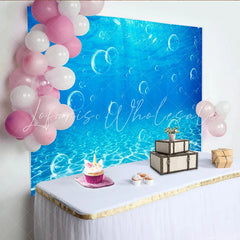Lofaris Vibrant Blue Underwater Photography Backdrop with Bubbles Ocean Theme Background for Studio Photoshoot and Party Decor