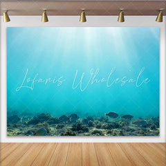 Lofaris Vibrant Blue Underwater Photography Backdrop with Sunlight Rays and Ocean Fish Realistic Sea Floor Background for Studio Photoshoot