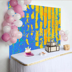 Lofaris Vibrant Blue Yellow Brick Backdrop Abstract Painted Wall Photography Background Creative Portrait Prop