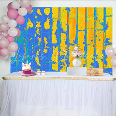 Lofaris Vibrant Blue Yellow Brick Backdrop Abstract Painted Wall Photography Background Creative Portrait Prop