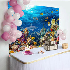 Lofaris Vibrant Coral Reef Underwater Ocean Photography Backdrop with Marine Life Sea Life Background for Photoshoot and Party Decor