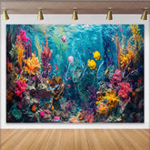 Lofaris Vibrant Coral Reef Underwater Photography Backdrop with Colorful Fish Beautiful Ocean Background for Studio Portrait and Party Decor