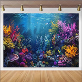 Lofaris Vibrant Coral Reef Underwater Photography Backdrop with Colorful Fish Magical Ocean Background for Studio Photoshoot and Party Decor