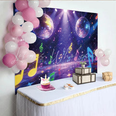 Lofaris Vibrant Disco Music Party Photography Backdrop Colorful Notes and Stars Glittering Studio Background for Festive Celebration