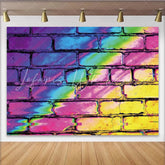 Lofaris Vibrant Glitch Abstract Brick Photography Backdrop Colorful Wall Background for Studio Photoshoot and Party Decor