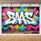 Lofaris Vibrant Graffiti Wall Photography Backdrop with Bold Letters Urban Street Art Background for Photoshoot